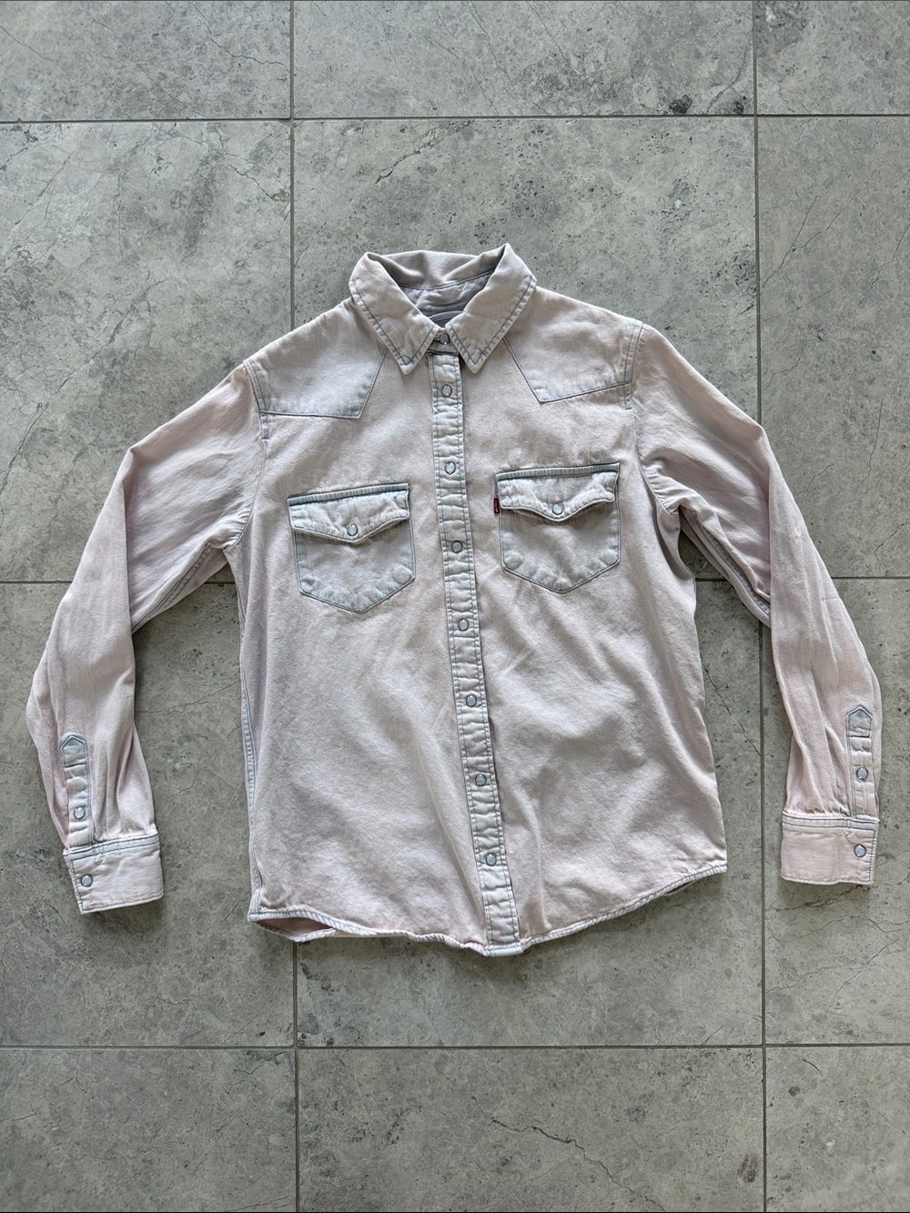 Levi Strauss & Co. 100% Cotton Western Light Pink Long-Sleeve Button-Down Shirt